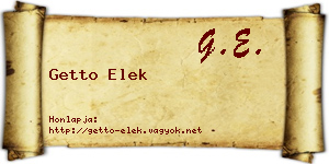 Getto Elek névjegykártya